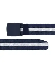 Calvadoss Men Navy Blue & White Striped Belt