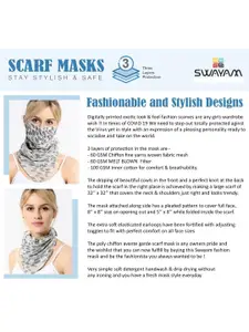 Swayam Women White Checked 3-Ply Reusable Scarf Style Face Masks
