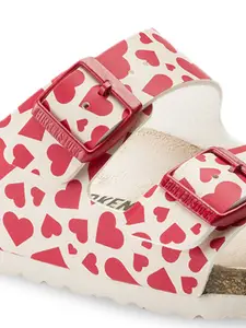 Birkenstock Arizona Hearts Red Narrow Width Birko-Flor Twostrapsandals