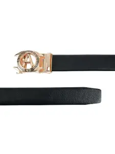 WINSOME DEAL Men Black & Gold-Toned Solid Belt