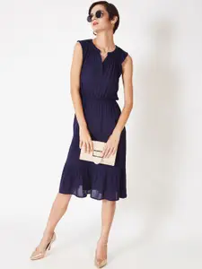 Oxolloxo Women Navy Blue Solid A-Line Dress