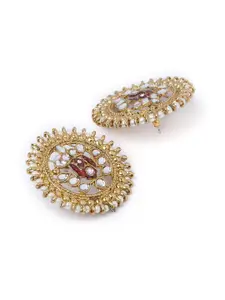 Fida Gold-Plated & Fuchsia Circular Studs