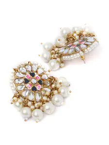 Fida White & Gold Enamelled Circular Studs