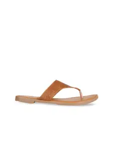 Bata Women Tan Brown Textured Open Toe Flats