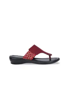 Bata Women Red Open Toe Flats