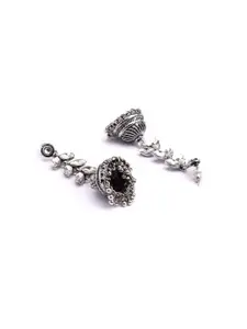 Sukkhi Rhodium-Plated Silver-Toned Oxidised Dome Shaped Jhumkas
