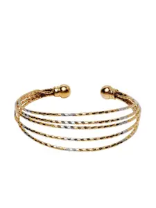 PANASH Rhodium-Plated Gold-Toned Handcrafted Cuff Bracelet