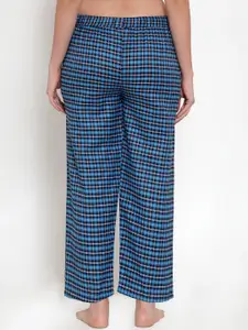 Secret Wish Women Blue & Black Checked Lounge Pants