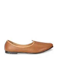 Bata Men Brown Textured Leather Mojaris