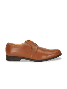 Bata Men Brown Solid Leather Formal Derbys