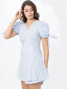 Tokyo Talkies Women Blue Solid A-Line Dress