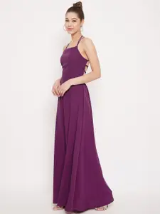 Berrylush Women Purple Solid Maxi Dress