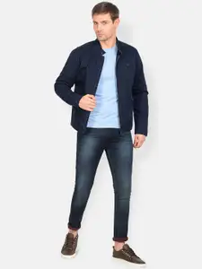 t-base Men Navy Blue Solid Lightweight Bomber
