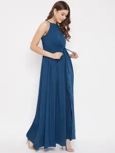 Berrylush Women Blue Solid Maxi Dress