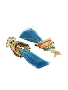 Voylla Blue Gold-Plated Contemporary Drop Earrings