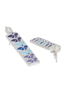 Voylla Silver Plated Handcrafted Geometric Drop Earrings