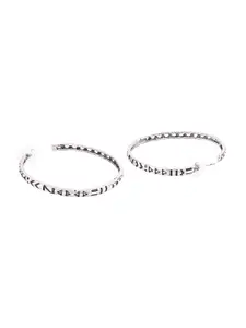 Voylla Silver Plated Handcrafted Contemporary Hoop Earrings