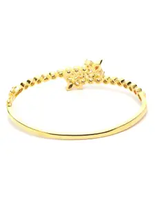 ANIKAS CREATION Gold-Plated White AD-Studded Bangle-Style Bracelet