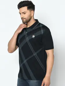 Duke Men Black Solid Polo Collar T-shirt