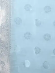 KAJREE Blue Pure Linen Woven Design Khadi Saree