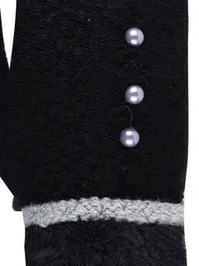 FabSeasons Women Black Solid Winter Acrylic Gloves