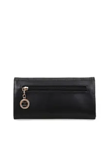 ESBEDA Women Black Textured Envelope Wallet