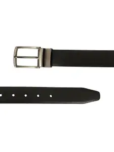 ZEVORA Men Black & Brown Textured Reversible Belt