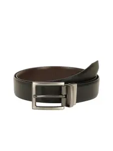 ZEVORA Men Black & Brown Textured Reversible Belt