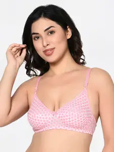 Bodycare Pack Of 3 Pink & Grey Printed Non-Wired Non Padded Everyday Bras