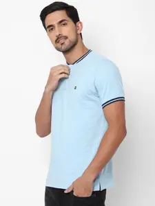 Allen Solly Sport Men Blue Solid Henley Neck T-shirt