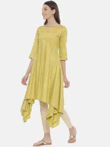 Neerus Women Lime Green Printed A-Line Kurta