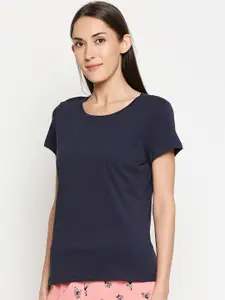 Dreamz by Pantaloons Women Navy Blue Solid Lounge T-Shirt