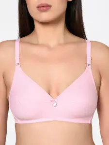 Bodycare Pack Of 2 White & Pink Solid Non-Wired Non Padded Cotton Everyday Bra 1581WPIW