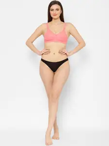 Floret Pink Solid Non-Wired Non Padded Everyday Bra Pack of 2