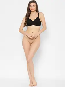 Floret Pack of 3 Black Solid Non-Wired Non Padded Everyday Bras