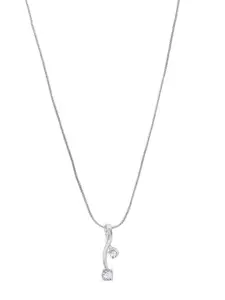 Estele Rhodium-Plated & Silver-Toned CZ Studded Pendant with Chain