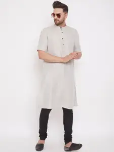 even Men Off-White Solid Straight Kurta