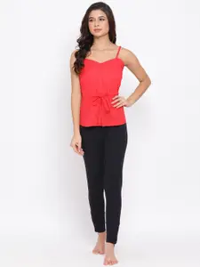 Oxolloxo Women Red Solid Lounge Tshirt