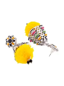 Voylla Silver-Toned Contemporary Jhumkas