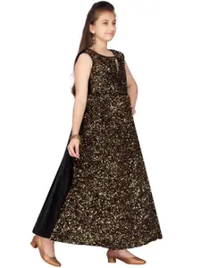 Aarika Girls Gold-Toned Printed Maxi Dress