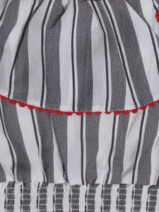 Peppermint Girls Grey Striped Fit and Flare Dress