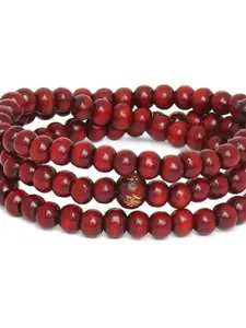 OOMPH Men Maroon Wood Handcrafted Multistrand Bracelet
