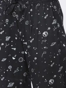 Tokyo Talkies Women Black & White Printed Lounge Pants