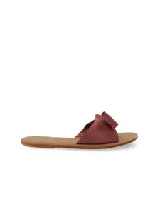 POSTCARD Women Tan Brown & Mauve Solid Open Toe Flats