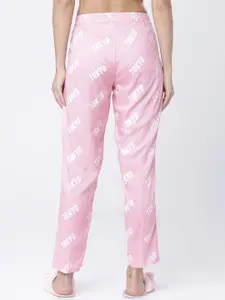 Tokyo Talkies Women Pink & White Printed Lounge Pants
