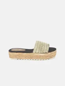 Marc Loire Women Olive Green Textured Flatforms