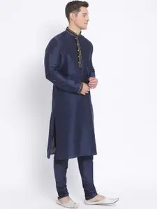NAMASKAR Blue Solid Straight Kurta