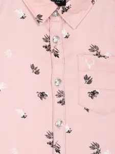 Allen Solly Junior Boys Pink Regular Fit Printed Casual Shirt