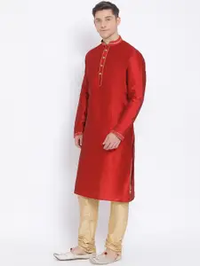 NAMASKAR Men Maroon Kurta