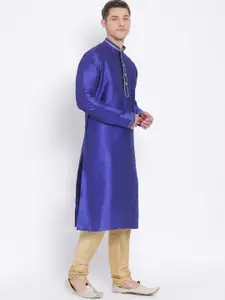 NAMASKAR Men Blue Solid Kurta
